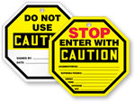 Caution Stop Sign Shape Tags