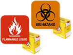 Hazard Label in Handy Dispenser