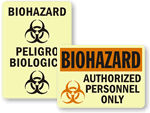 Photoluminescent Biohazard Signs