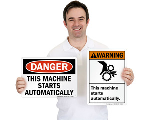 Automatic Start Hazard Signs