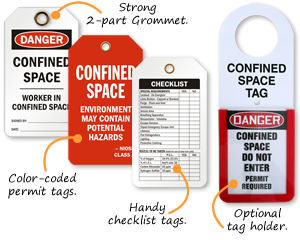 Confined Space Tags | Do Not Enter Without Permit Tags