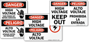 Bilingual High Voltage Signs