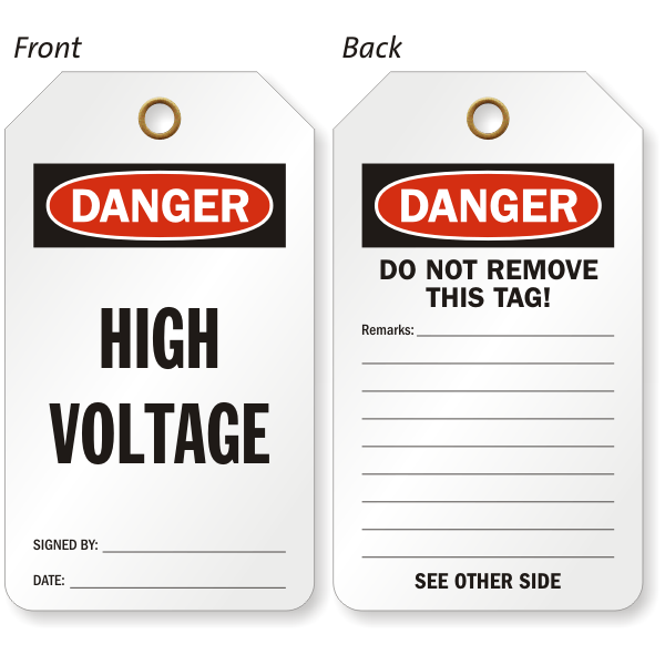 Danger High Voltage Electrical Tag - Do Not Remove This Tags, SKU