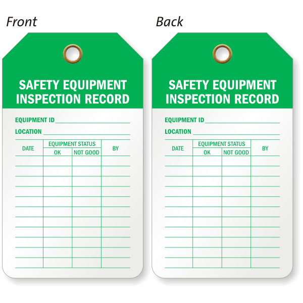 Safety Harness Inspection Tags : HSM - Racking tags - 2005 and indg367 ...