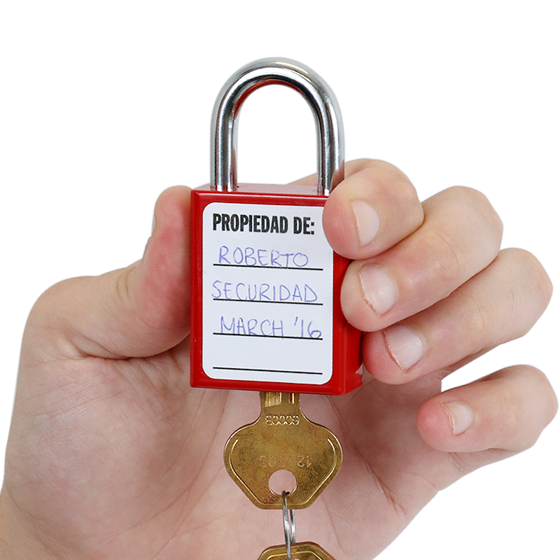 Spanish Peligro Cerrado Padlock Label SKU LB 2868