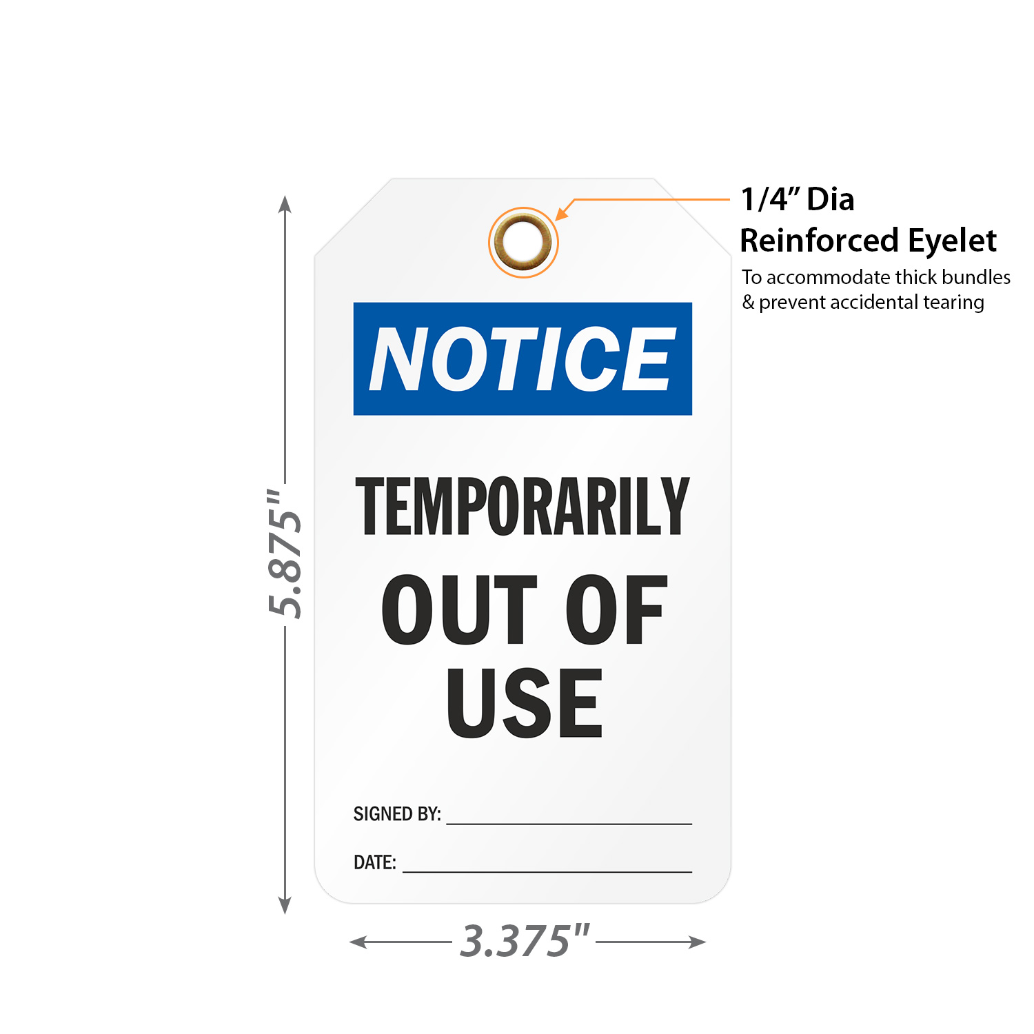 Temporarily Out Of Use Double-Sided Tag - Notice Tag, SKU: TG-0634