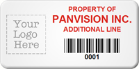 Asset Label Property of Company Name with Barcode