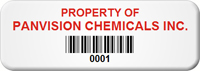 Asset Label Property of Company Name with Barcode