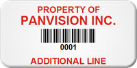 Asset Label Property of Company Name with Barcode