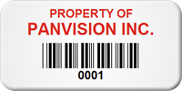 Asset Label Property of Company Name with Barcode