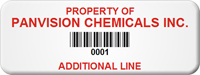 Asset Label Property of Company Name with Barcode