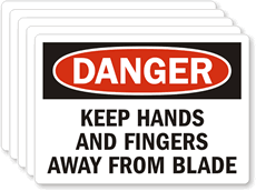 Danger Keep Hands Fingers Away Blade Label