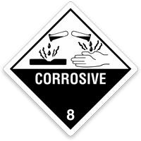 Paper DOT HazMat Label (with 8 Graphic)
