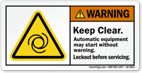 Keep Clear Automatic Equipment May Start Label