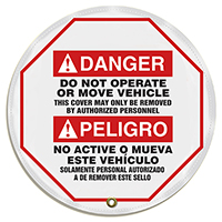 Bilingual Steering Wheel Do Not Operate Danger Message