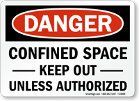 Danger Confined Space Authorized Personnel Sign