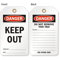 Danger Keep Out Double-Sided Tag