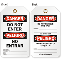 Bilingual Do Not Enter 2-Sided Safety Tag