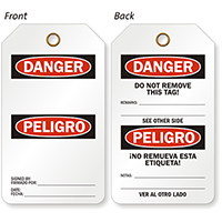 Danger Bilingual OSHA Safety 2-Sided Tag