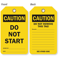 Caution Do Not Start 2 Sided Tag
