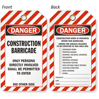 Construction Barricade OSHA Danger Status Tag