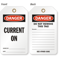 Danger Current On Double-Sided Tag