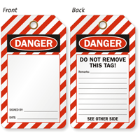 Two Sided Self Laminating Blank Tag with Danger Header