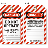 Do Not Operate Electricians At Work 2-Sided Tag
