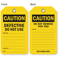 Defective Do Not Use Double Sided Tag