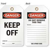 Danger Keep Off 2 Sided Tag