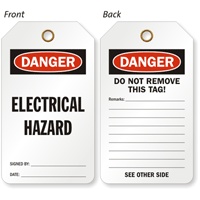 Electrical Hazard OSHA Danger Two-Sided Electrical Tag