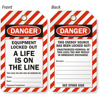 Equipment Locked Out Danger 2-Sided Tag