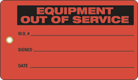 Equipment Out Of Service Vinyl Inspection Tag