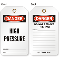 Danger High Pressure Double-Sided Tag