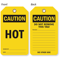 Caution Hot Both Sided Tag