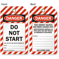 Do Not Start Lockout 2-Sided Danger Tag