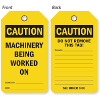 Caution Machinery Being Worked On 2 Sided Tag