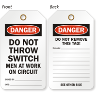 Do Not Throw Switch Men At Work Tag