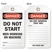 Do Not Start Men Working On Machine Tag