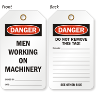 Danger Men Working On Machinery Tag