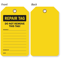 Double Sided Repair Inspection and Status Record Tag