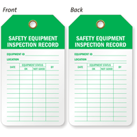 Safety Equipment Inspection and Status Record 2 Sided Tag