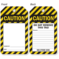 Self Laminating Caution Headers and Blank Tags 2 Sided