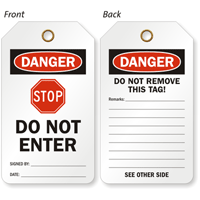 Danger Stop Do Not Enter 2-Sided Tag