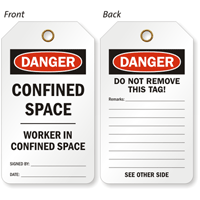 Worker In Confined Space OSHA Danger Tag