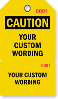 Custom Caution Perforated Two part Tag