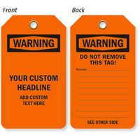 Customizable Warning Header Front/Back Options Tag