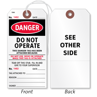 Danger Do Not Operate Tear Off Tag With Fiber Patch