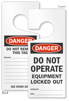 Danger Do Not Operate Lockout Door Hanger