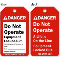 Do Not Operate Equipment Tag